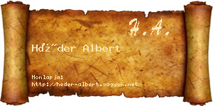 Héder Albert névjegykártya